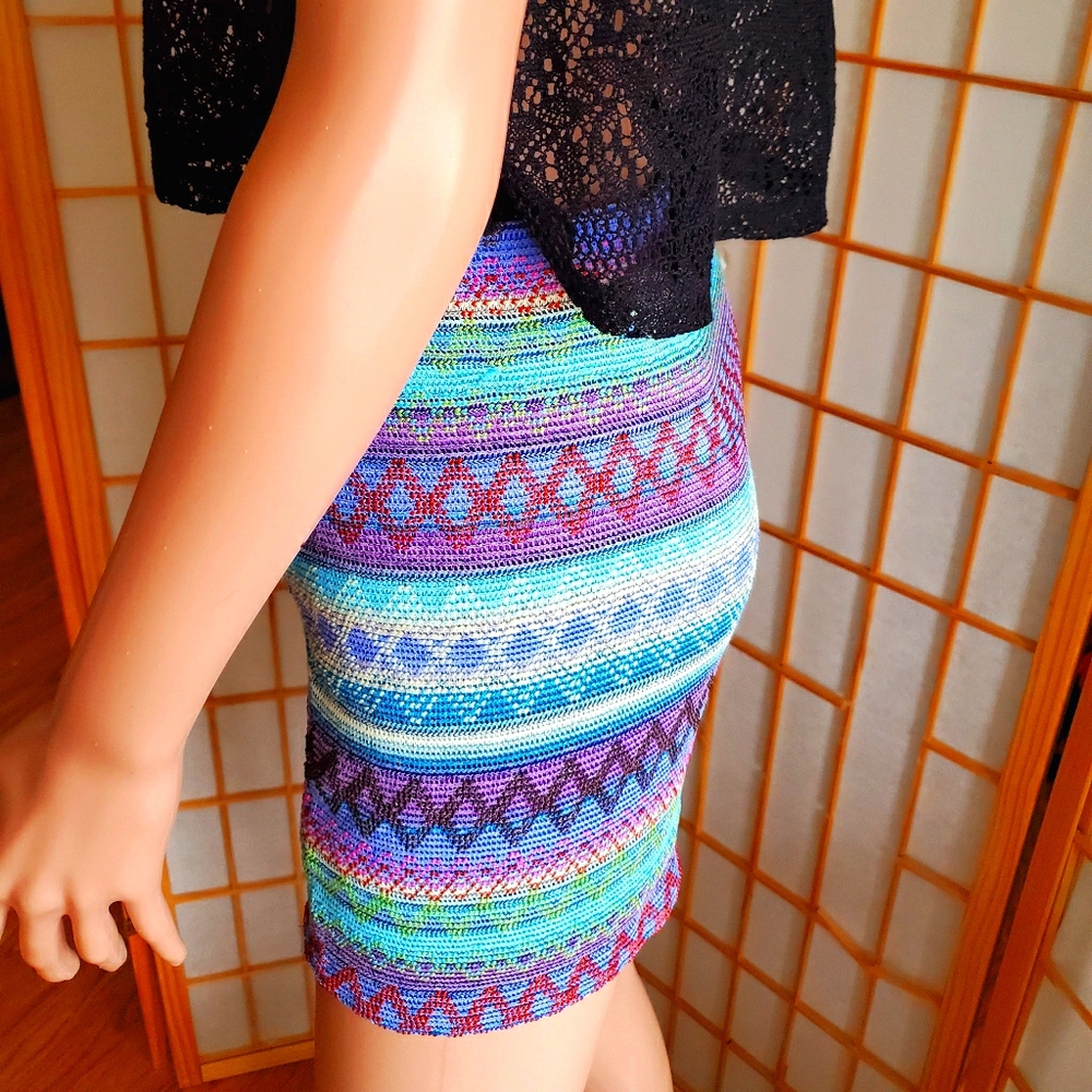 Lined Geo-print Skirt